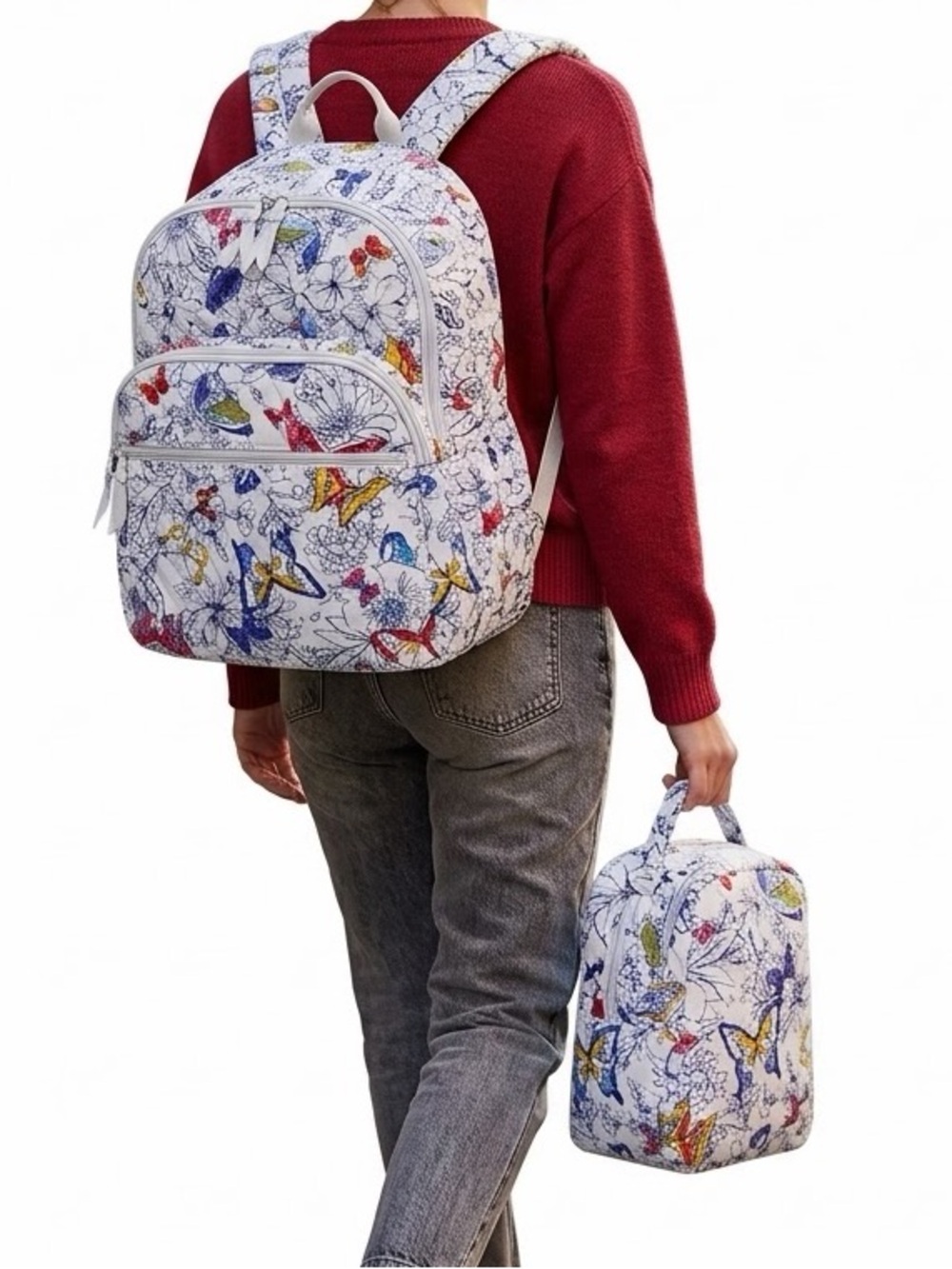 Vera Bradley Essential XL Backpack & Lunch Bunch Set Coastal Butterflies